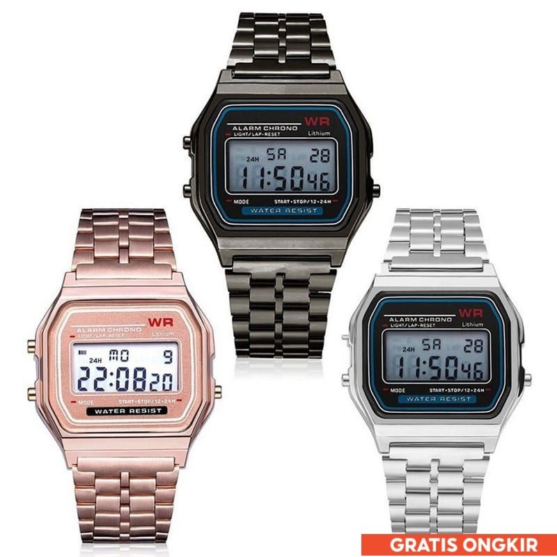 Jam Tangan Pria Wanita Model Casio Digital Rantai