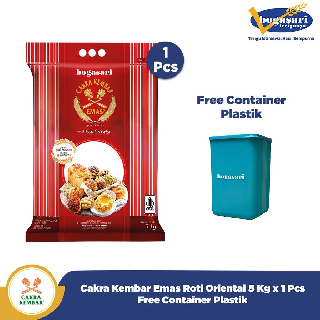 

Cakra Kembar Emas Roti Oriental 5Kg x 1 pcs gratis Container Plastik