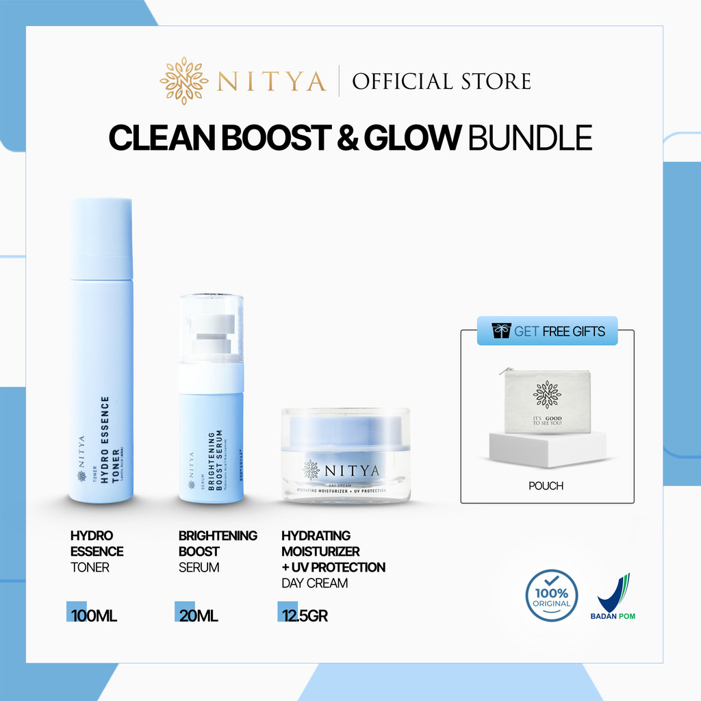 NITYA - 3in1 Bundle Fresh, Boost and Glow All Day Long | Hydro Essence Toner I Brightening Boost Ser
