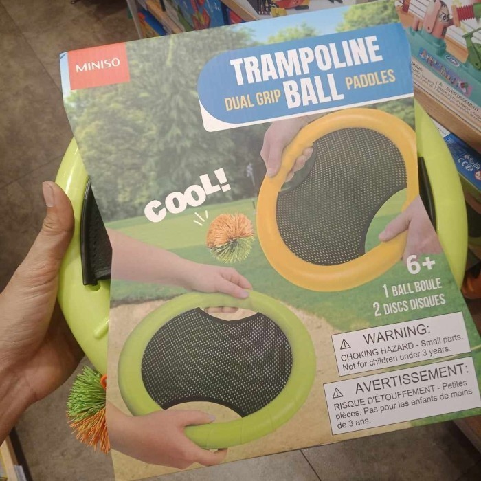 MINISO Trampoline Paddle Ball Set - Set Mainan Bola Dayung Trampolin - Mainan Anak Dan Dewasa