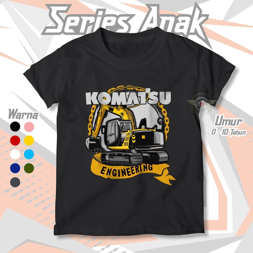 KAOS ANAK TRUK KOMATSU ENGINEERING USIA 0-10 TAHUN | Baju Distro Kids Atasan Anak Laki Laki Perempua