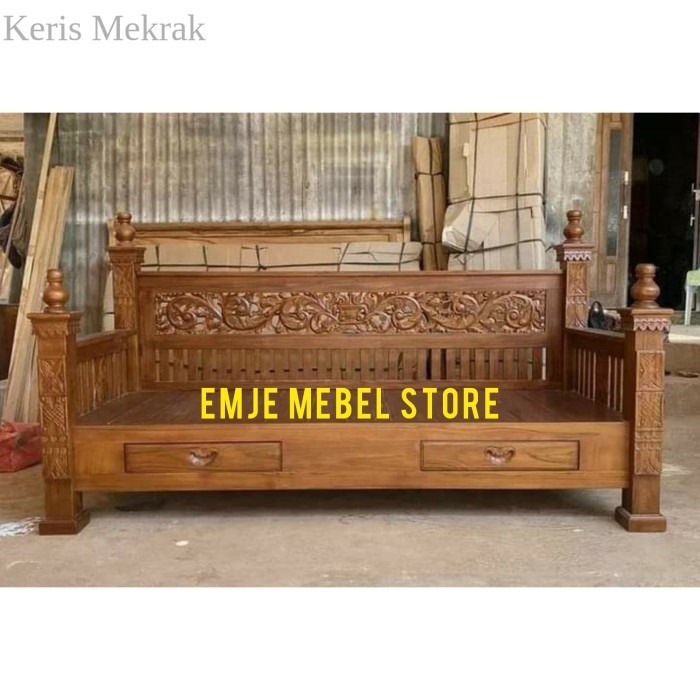 bale jati minimalis dipan kayu jepara kursi ukir jumbo laris