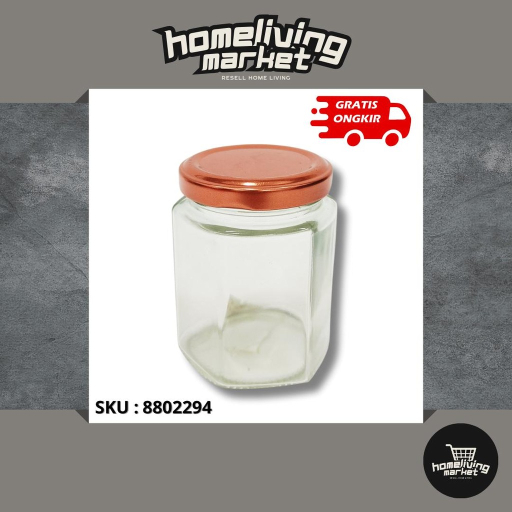 HLM [COD] Toples Jar Kaca 180ml Hexagonal - Toples Jar Bumbu - Toples Jar Permen