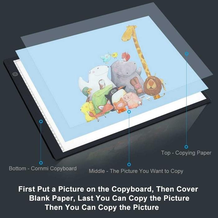 

TERLARIS! papan jiplak gambar pad drawing tracing board led with dot scale