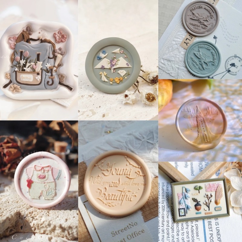 

Creative Stamp Fire Seal Brass Seal Head Special Embossed Multi-Layer Engraving Cute Bow Invitation Envelope Sealed Rose Stamp