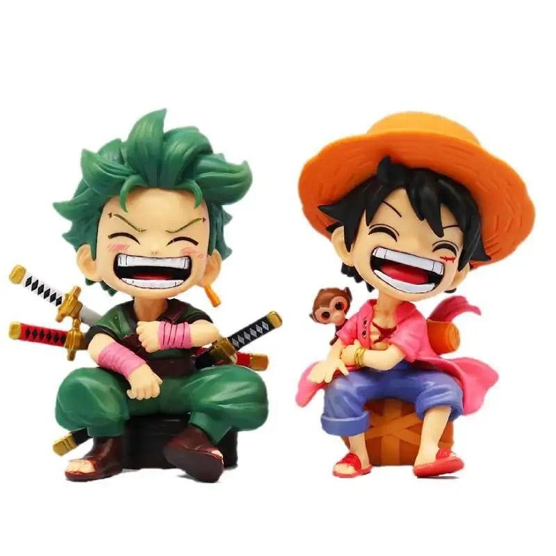 13cm Anime Figure One Piece Monkey D Luffy Roronoa Zoro Kawaii Toys Q Figural Nendoroid Car Decorati