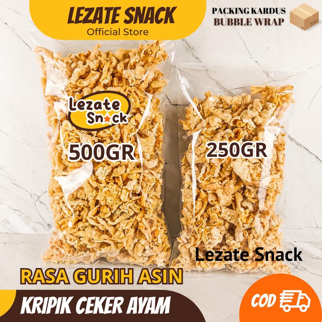 

Kripik Ceker Ayam 500GR Kiloan Murah Gurih Renyah/ Keripik Ceker Ayam Tanpa Tepung Tanpa Tulang/ Kripik Ceker Ayam Lezate LEZATE SNACK
