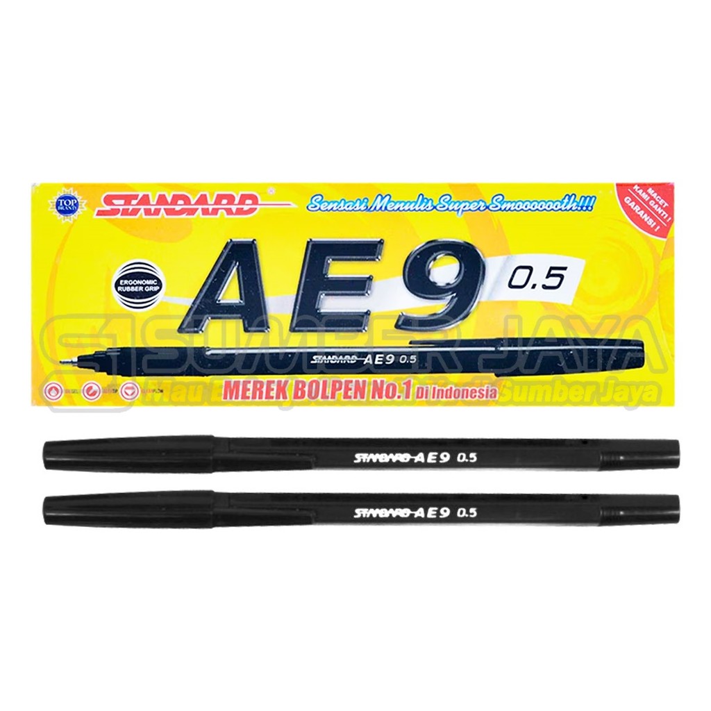 

Pulpen 0.5mm Standart AE-9 Pena Ballpoint Warna Hitam Merah Biru 1 Pcs