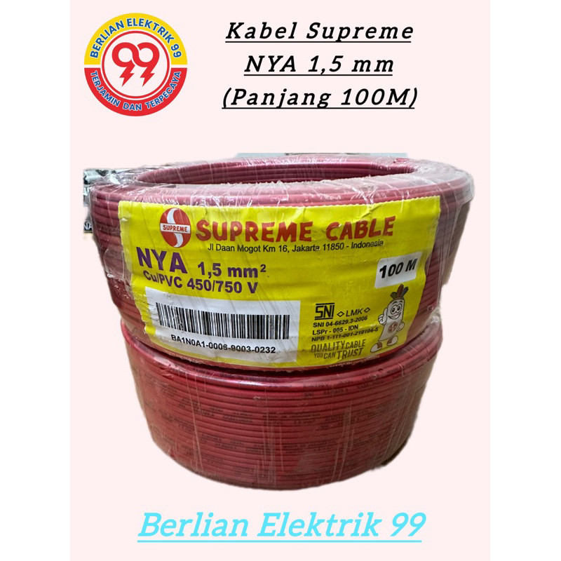 kabel supreme nya 1.5 mm ( 1 roll 100 meter) / kabel supreme NYA