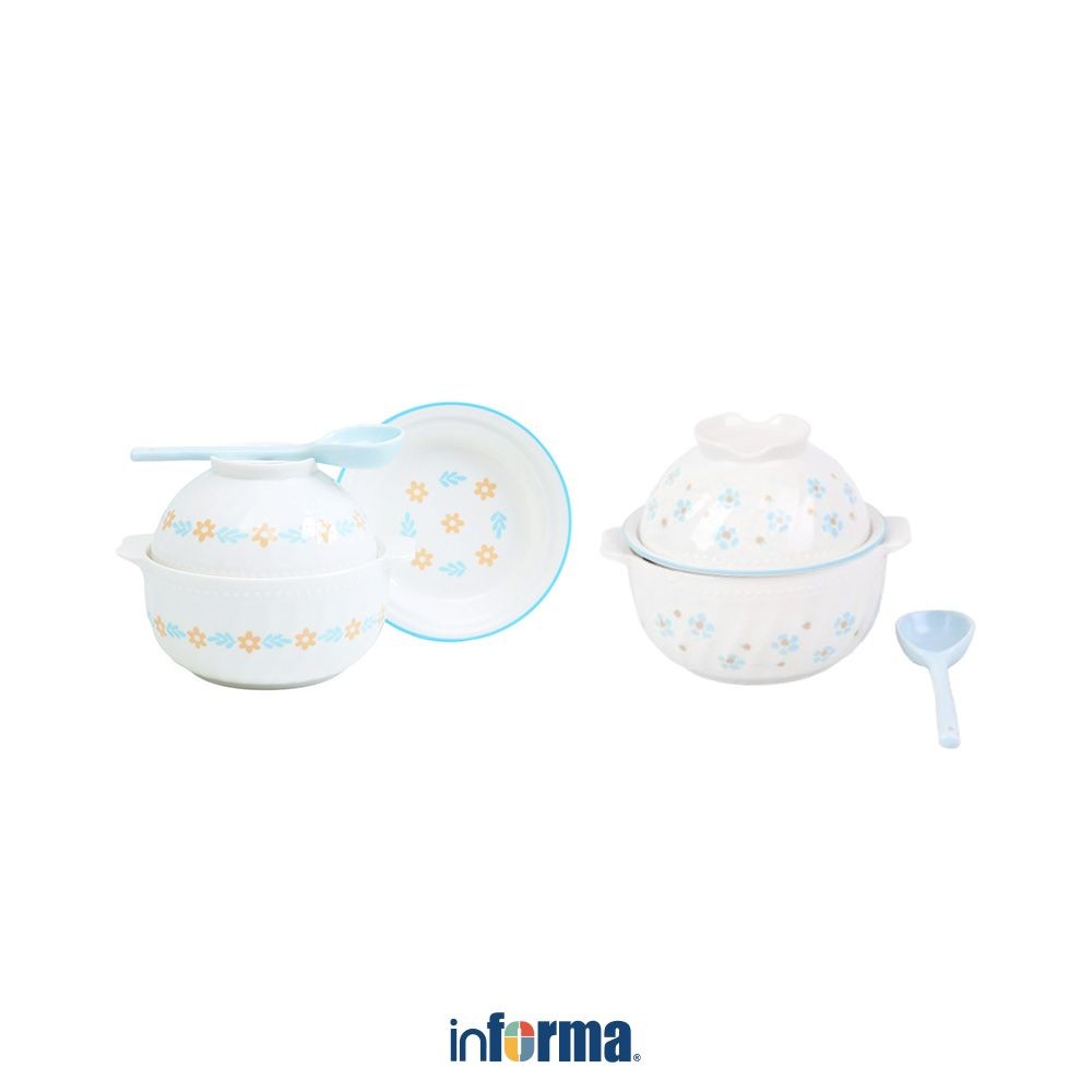 Informa Appetite Tetsu Set Mangkuk Saji Serbaguna & Sendok Flower - Mix Mangkok Makanan Food Grade W