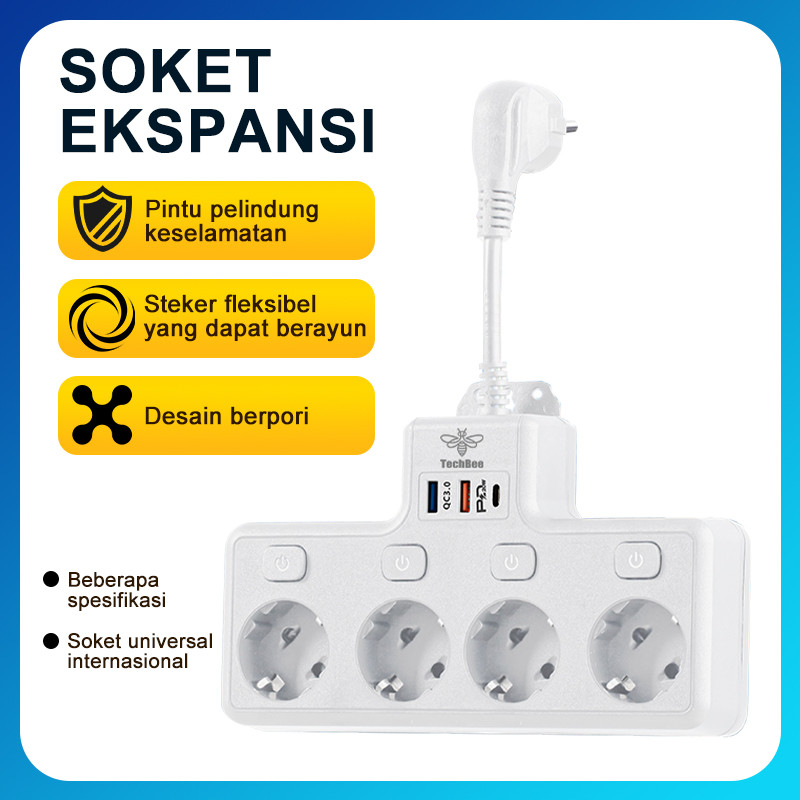 Colokan Listrik 4 Lubang Stop Kontak Usb Stop Kontak Traveling Universal Colokan Estetik