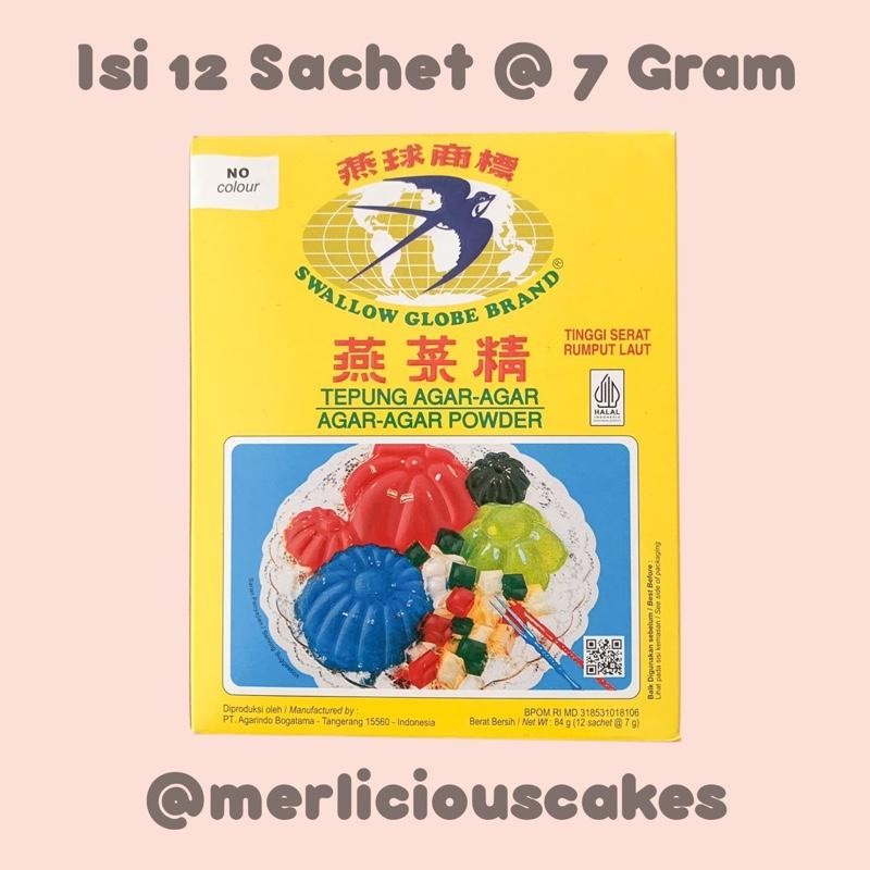 

1 Box Isi 12 Sachet Tepung Agar Agar Swallow Globe Brand Bening 7 Gram