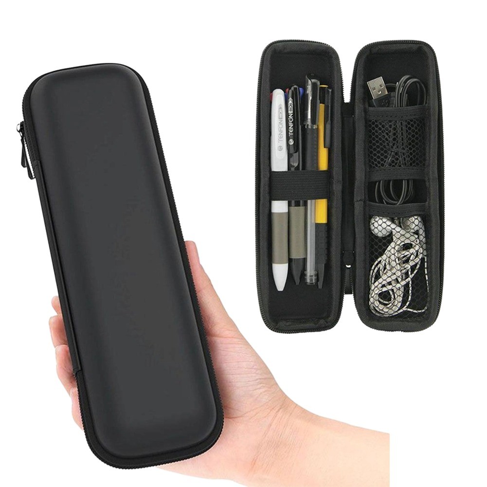 

Black EVA Hard Shell Stylus Pen Pencil Case Holder Earphone Mesh Storage Organizer Pencil Zipper Case School Supplies