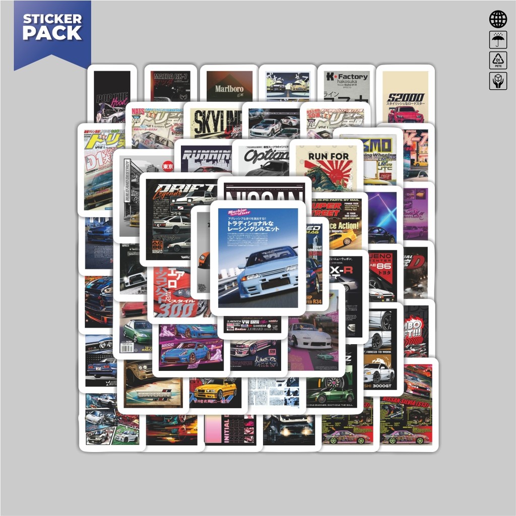 

[100PCS]Stiker Pack Stiker Super Street Racer JDM Car v4 Aesthetic Vinyl Anti Air Dekorasi Sticker Laptop Buku Journal Koper Helm Casing HP Gitar Helm Skateboard