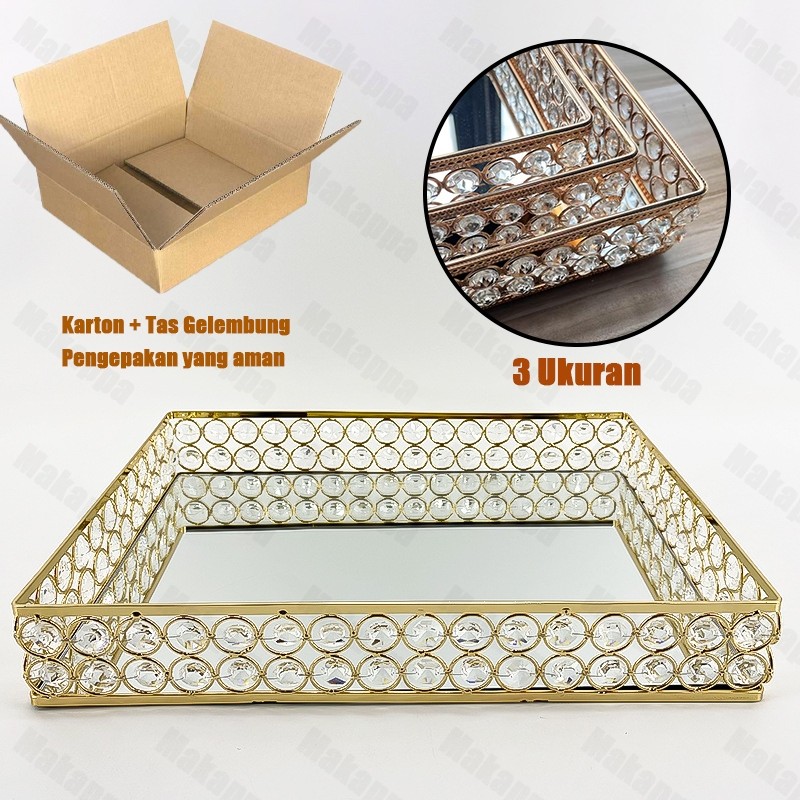 Nampan Kaca Kristal / Nampan Kristal Nampan / Rubie Gold Europe Gold Tray /Pajangan Nampan / Dekoras