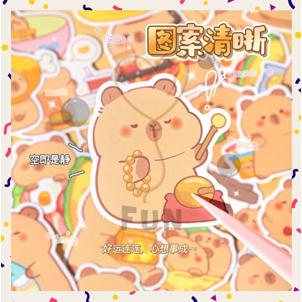 

FF 30 Pcs KAPIBARA CAPY Deco Sticker Pack Planner DIY Scrapbook Stiker Dekor Jurnal Kotak A-SK015