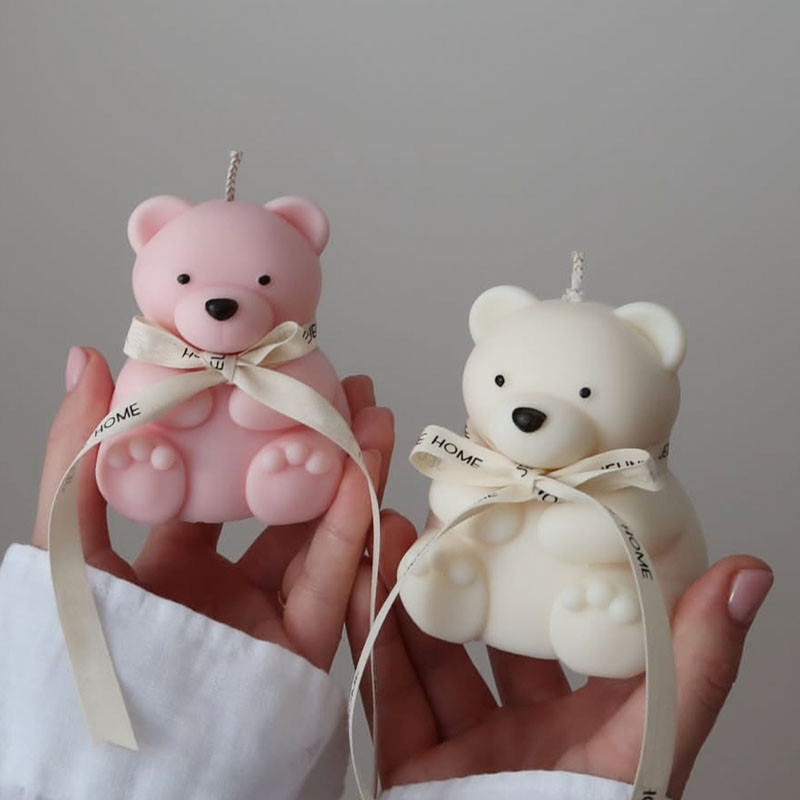 

Cute Bear Candle Silicone Mold Animal Seated Bear Candle Soap Plaster Resin Crafts Mould Handmade Chocolate Ice Cake Baking Tool