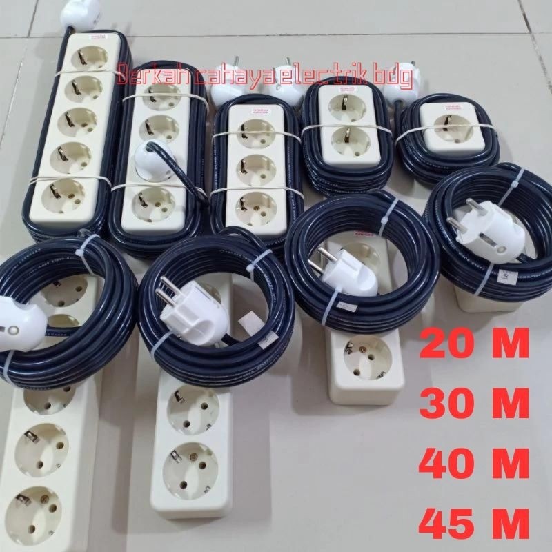 NEW PROMO stop kontak 1 2 3 4 5 lubang  kabel 20,30,40,45 meter / stop kontak kabel panjang 20-45met