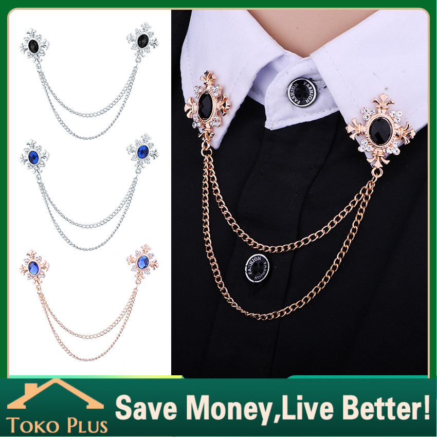 Bros Kerah Kemeja Lapel Pin Bros Universal Bros Kerah Baju Collar Pin / Lapel Pin Bros Jas Rantai Pi