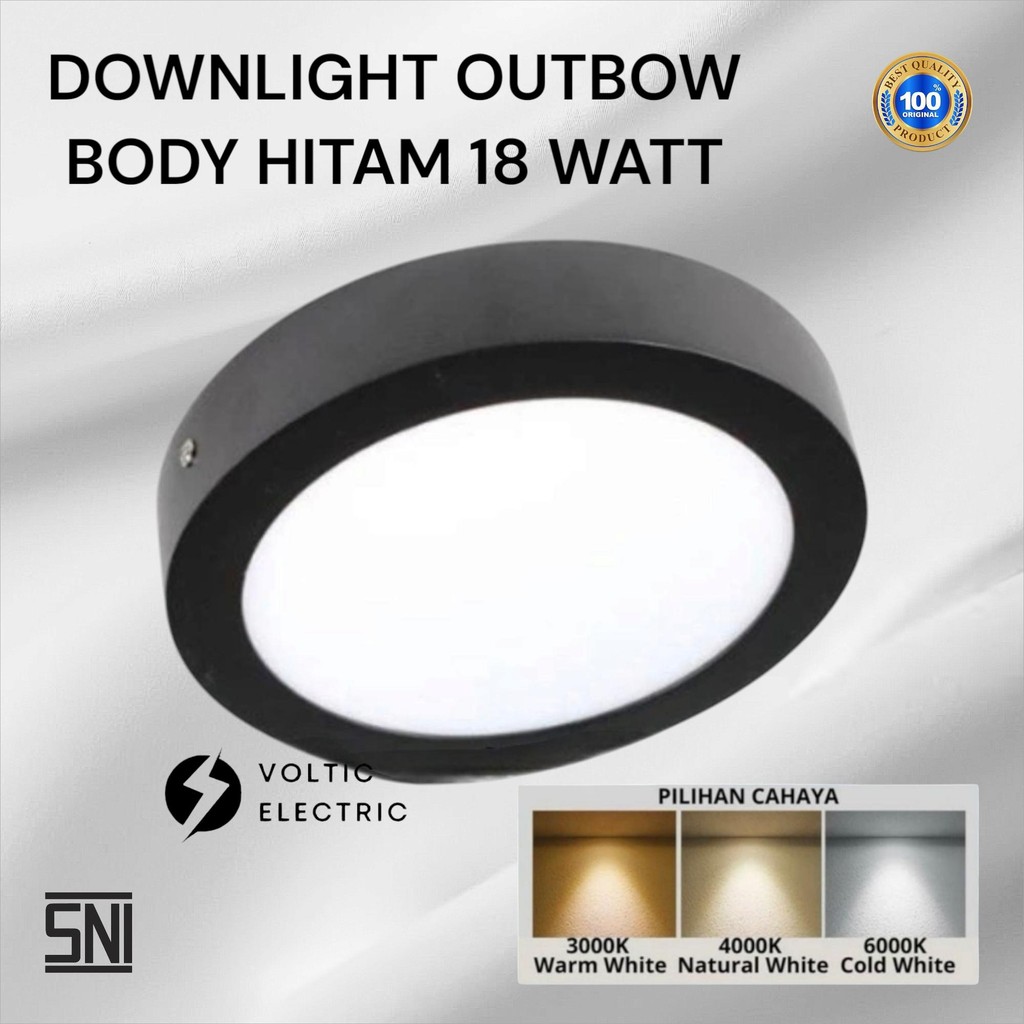 Lampu Downlight Outbow Slim Bulat Hitam 18 WATT 18 W Lampu Outbow Bulat Hitam