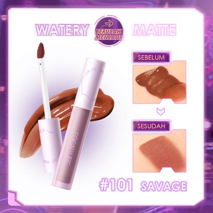 (TERLARIS) FOCALLURE #SwitchMode Airy Matte Tint Long-lasting Transfer-Proof Lip Tint bibir liptint 
