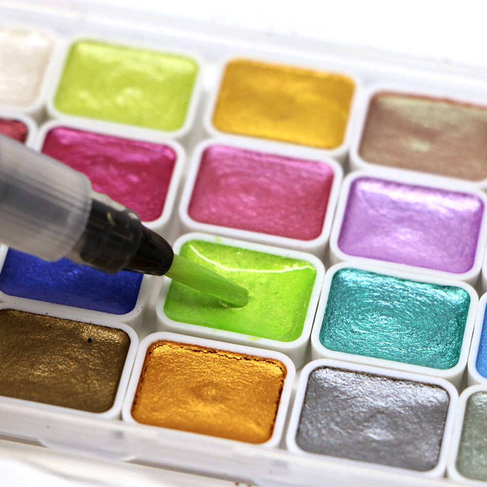 

Bview Art 20 Color Random Solid Watercolor Paint Set Metallic Pigments Color Changeable for Nail Art and Professional Painting