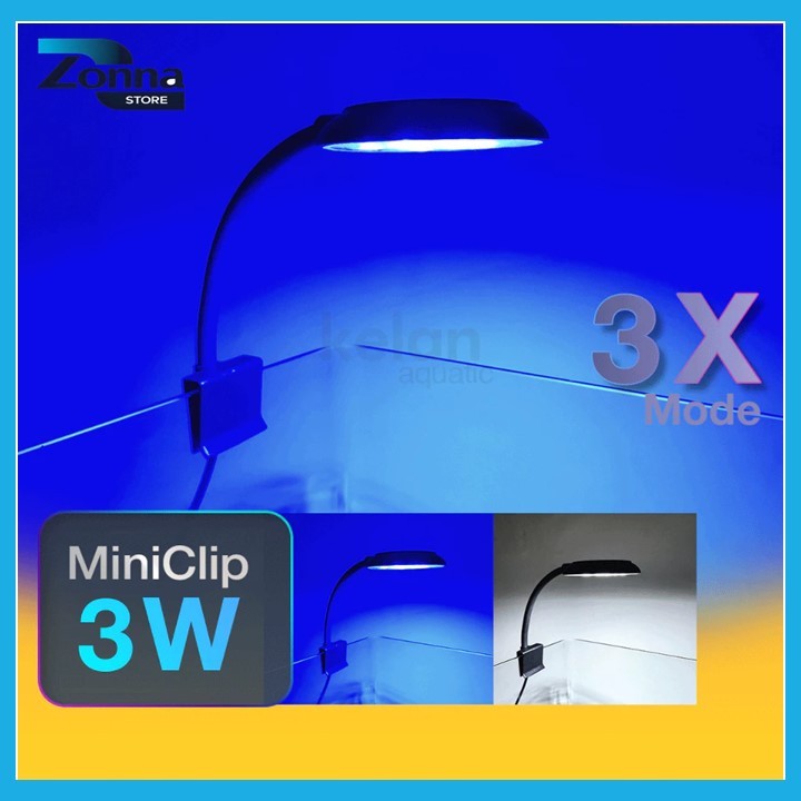 LED Mini Clip Aquarium 3 Watt Lampu Jepit 3 Mode Aquarium