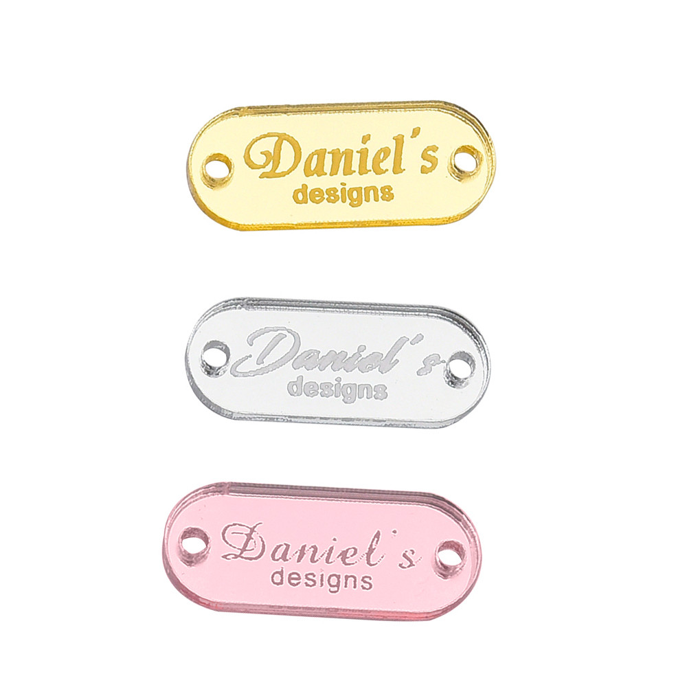 

Personalized Engraved Acrylic Clothing Labels Handmade Brand Tags Knitting Knitted Labels Name Custom Garment Accessories FZFL06