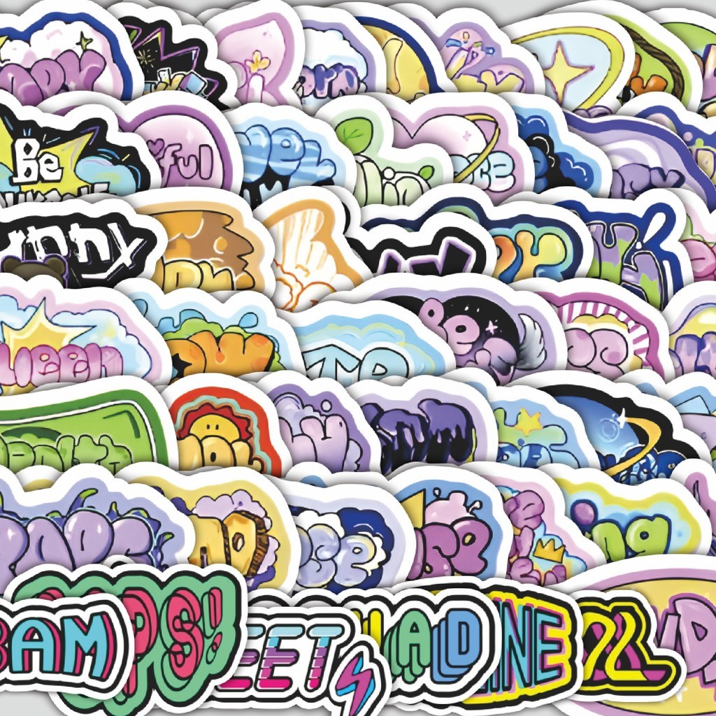 

Stiker Cutting Pack Stiker Cartoon Graffiti Text [Teks Grafiti Kartun] Isi 100Pcs Series Aesthetic Lucu Keren Untuk Koper Bahan Vynil