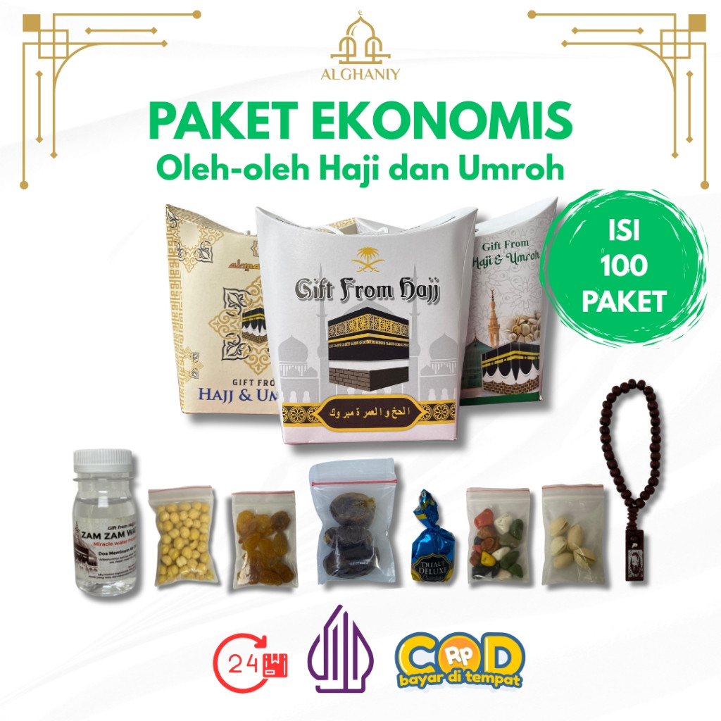 

Paket 100pcs Oleh-Oleh Haji Dan Umroh / Paket Ekonomis Oleh-Oleh Haji Dan Umroh Lengkap