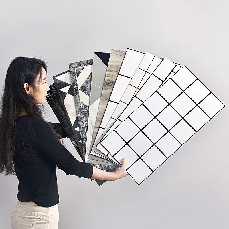 COD 30CMX60CM Wallpaper Dinding Ruang Tamu 3D Vinyl Walpaper Polos Stiker Keramik Kamar Mandi Dapur 