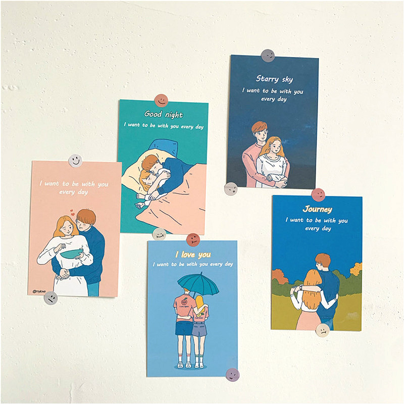 

5Pc Set Ins Korean cozy -my lover decoration card wallpaper Postcard Small Poster DIY Background Wall Creative Stationery gift