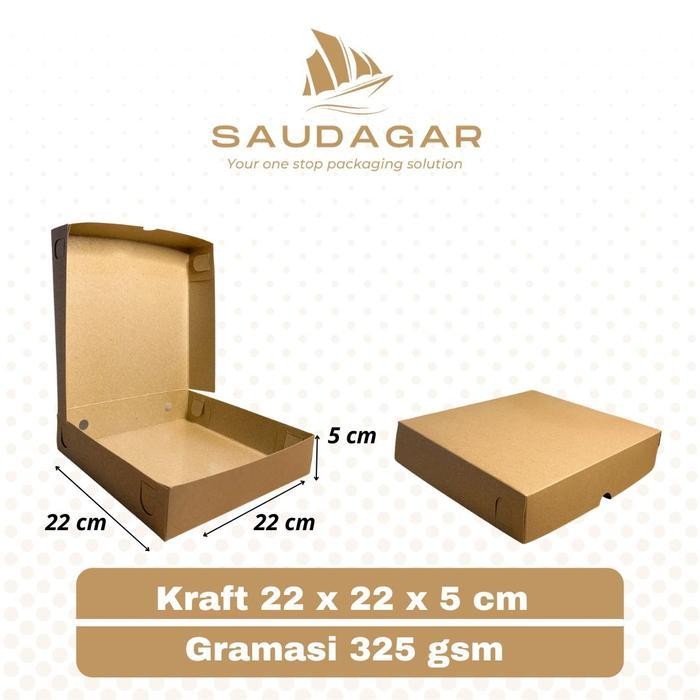 

[PROMO BARANG BARU] Kotak Kardus Pizza Kraft 22x22x5 cm Anti Minyak - Bahan Kraft Food Grade Bergaransi Terlaris