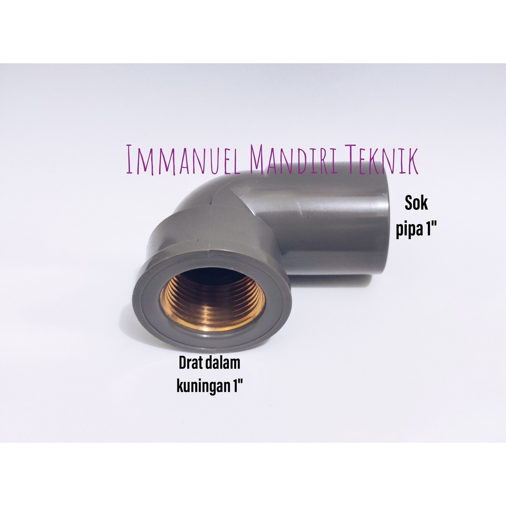 Knee drat dalam 1 inch pvc kuningan / Elbow drat kuningan pvc 1 inch