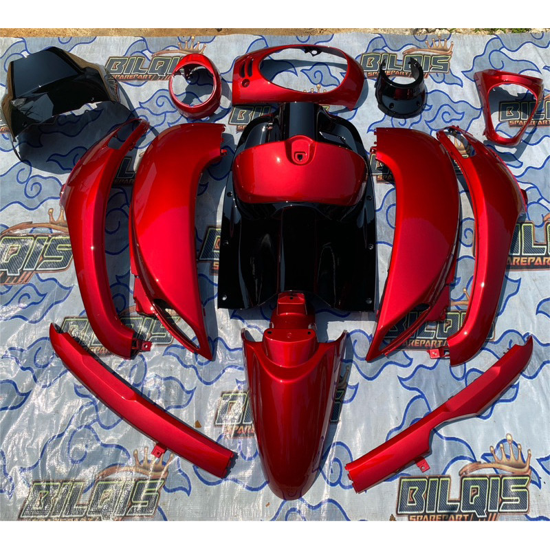 Cover full set body halus scoopy fi esp tahun 2013 2014 2015 2016 warna merah candy