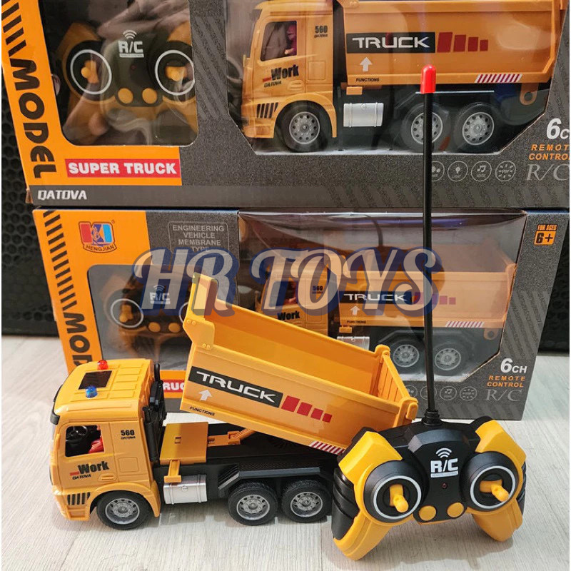 Mainan Mobil Remote Control Rc Dump Truck Remote Control 20cm Auto Demo Lampu & Suara