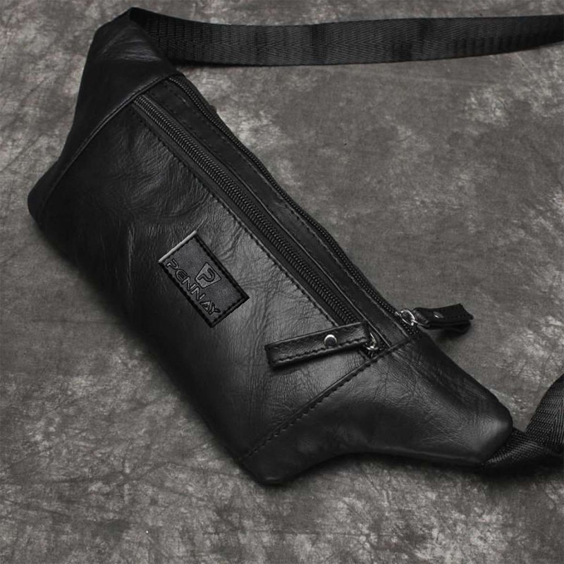 Pennay Man - Waistbag Tas Selempang Pria Slingbag Waterproof Unisex Hitam EW-04 new