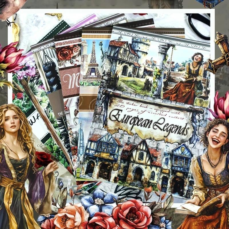 

20Sheets Waterproof Pre-Cut Large Size Character Sticker Book Dual-Material Washi PET Sticker Set For Scrapbooking Junk Journal