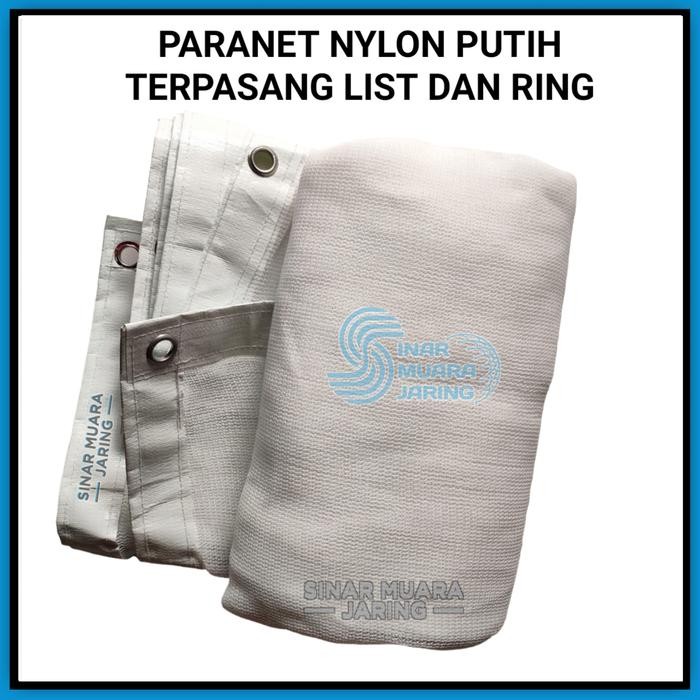 f z  Paranet Nylon Putih 65%-75% Terpasang List Dan Ring/Paranet Nilon Putih - Polos RingNG