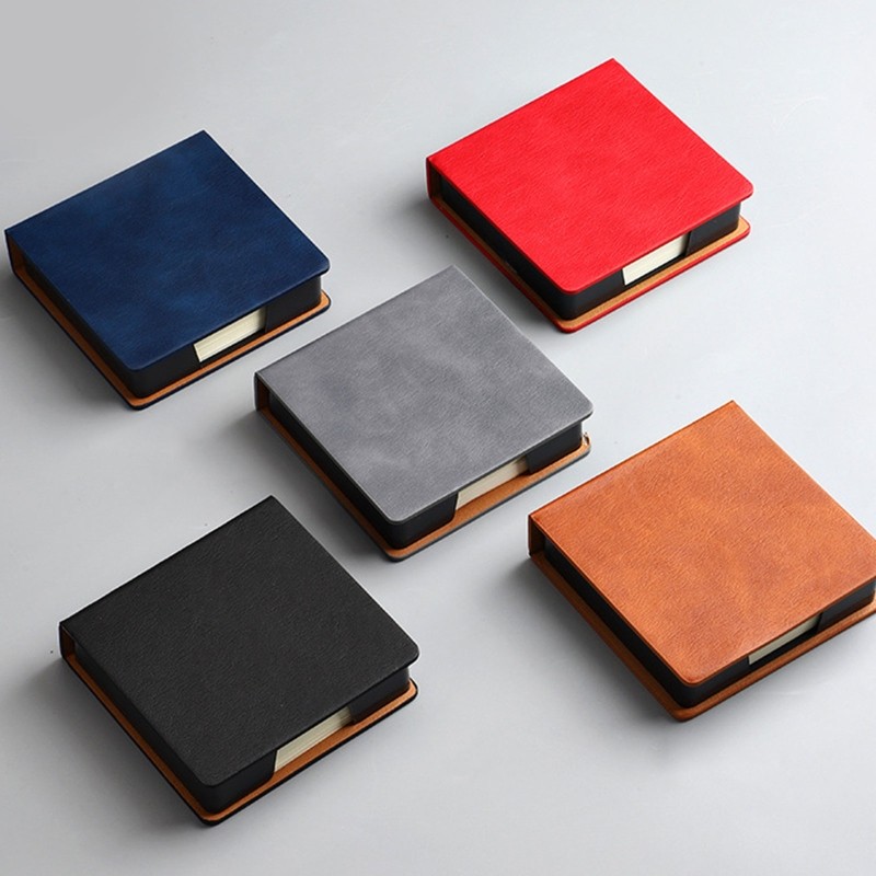 

Sticky Note Box with Notepads Leather Memo Pad Dispenser Desktop Supplies for Students Office Worker