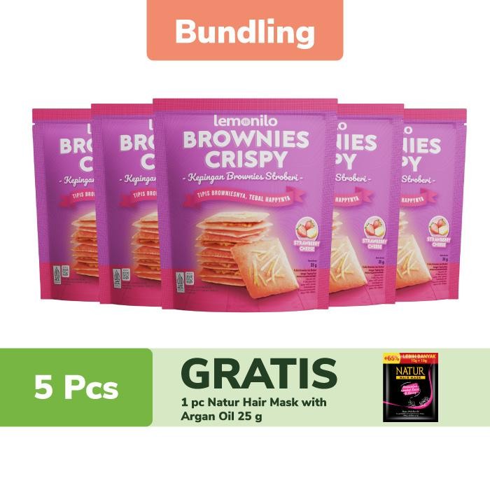 

5 Pcs Lemonilo Brownies Crispy Strawberry Cheese 35g FREE NATUR Hair Mask with Argon Oil 25g