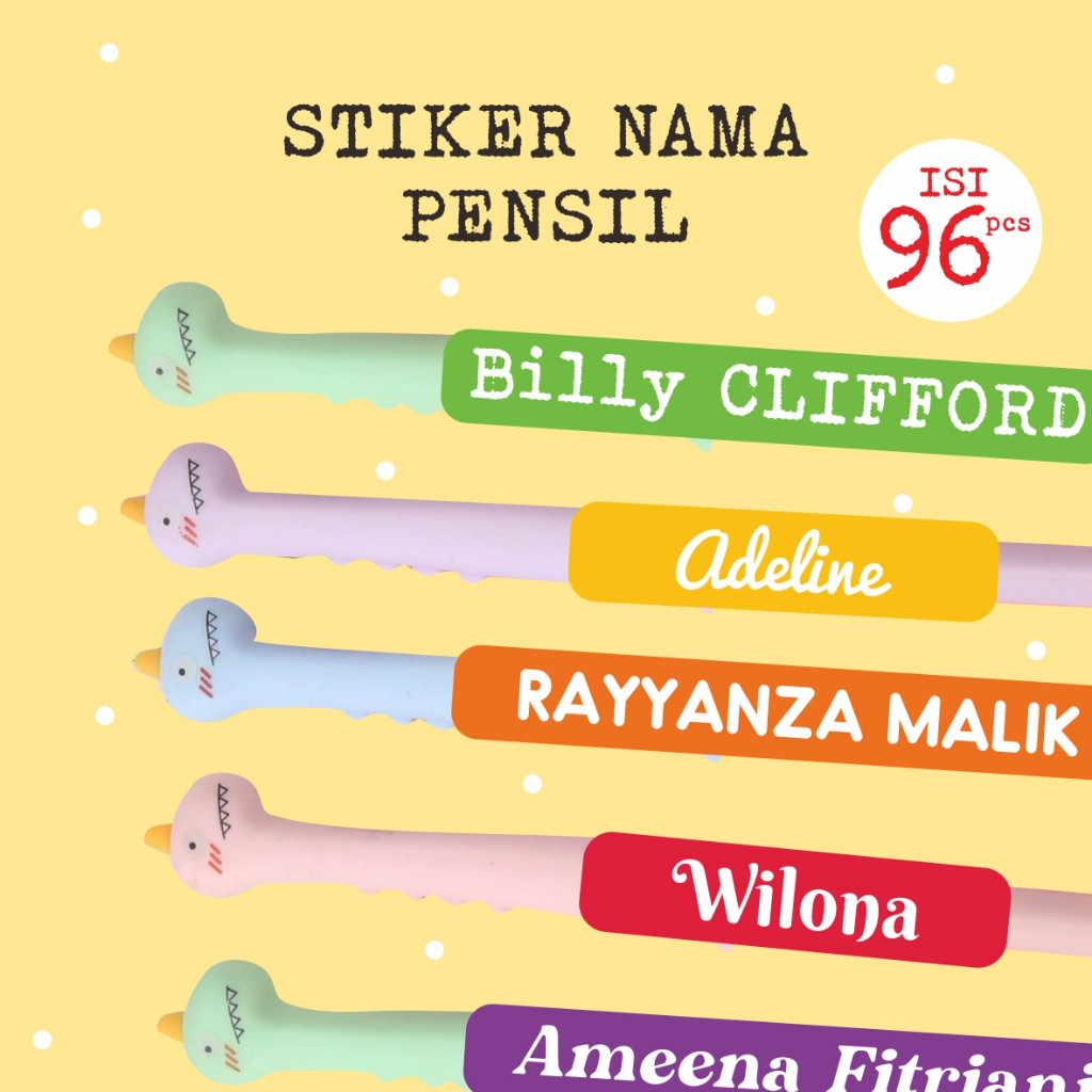 Stiker Nama Anak Waterproof Pensil Pen Crayon Buku Label Nama ATK