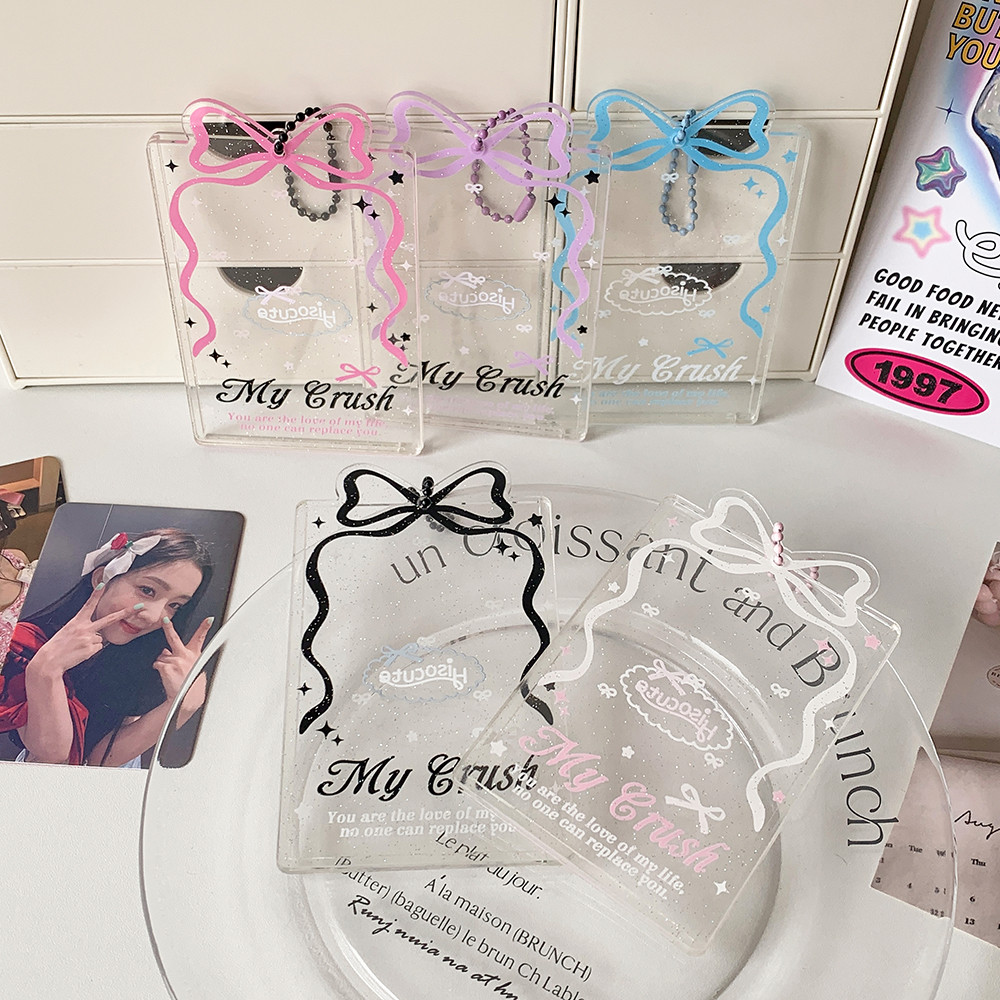 

My Crush Photosicker Holder INS Style Ins Style Bow Print Card Holder K-pop Idol Photocard Holder Case ID Card Protective Case