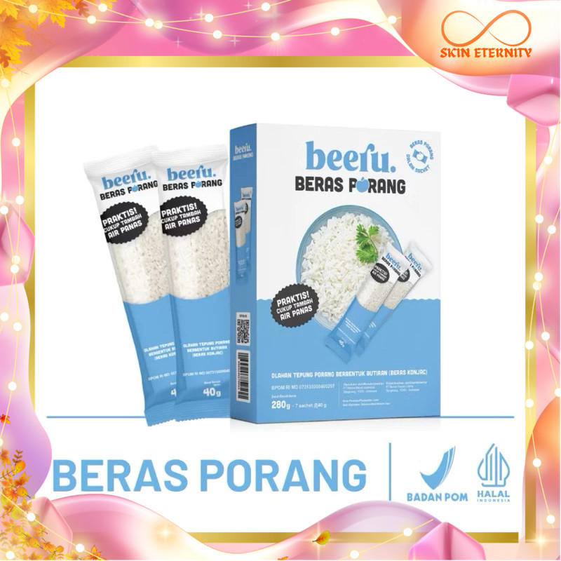 

Beeru - Beras Porang - Box isi 7 saset - Shirataki Konjac Rice Beras Berkualitas