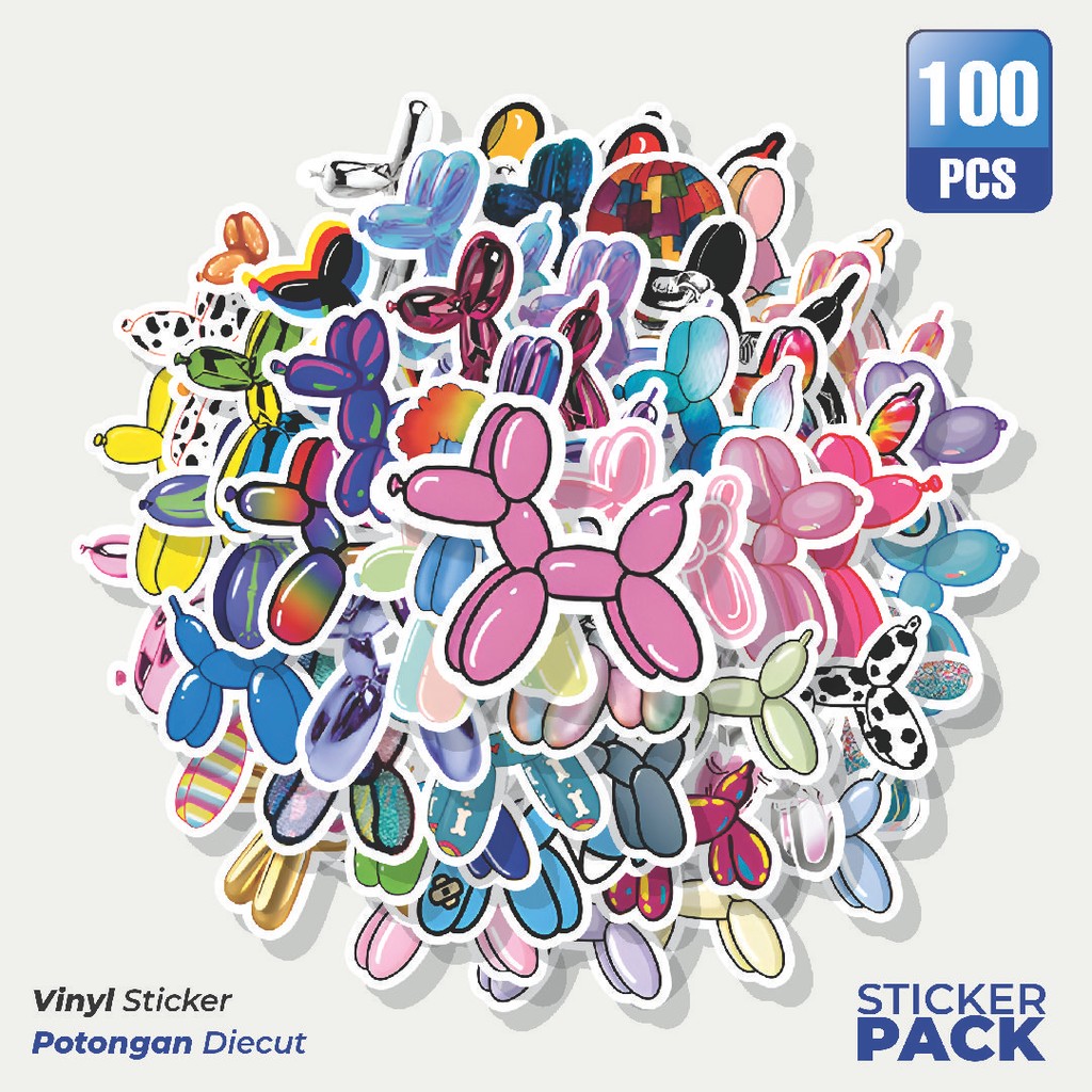 

Super Hemat! 100 PCS Stiker Ballon Dog Series Waterproof Aesthetic- Untuk Laptop, Motor, dan Helm - Paper Stationery Pack
