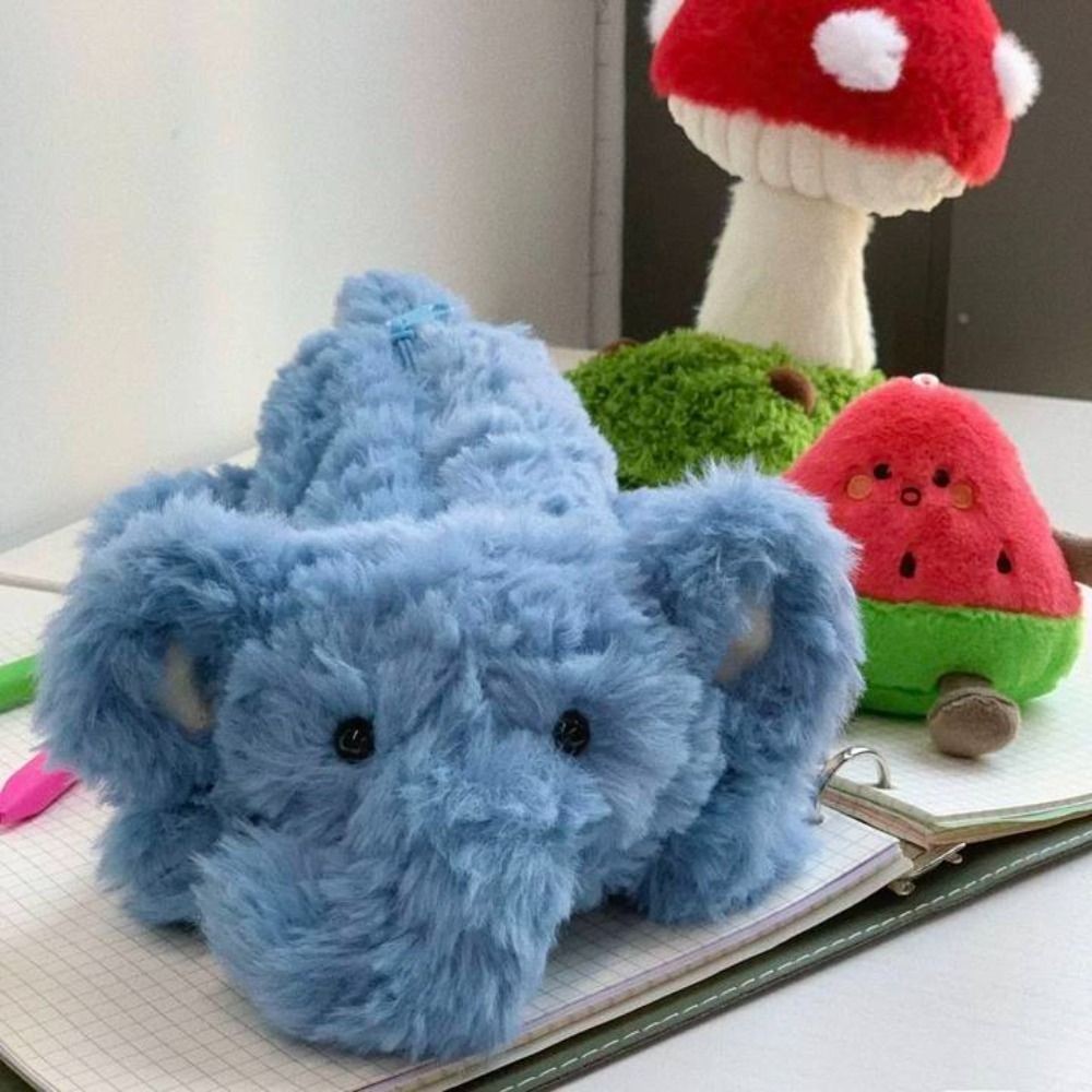 

Large Capacity Elephant Plush Pencil Case Animal Doll Zipper Blue Elephant Plush Doll Blue Animal Elephant Plush Pen Bag Student