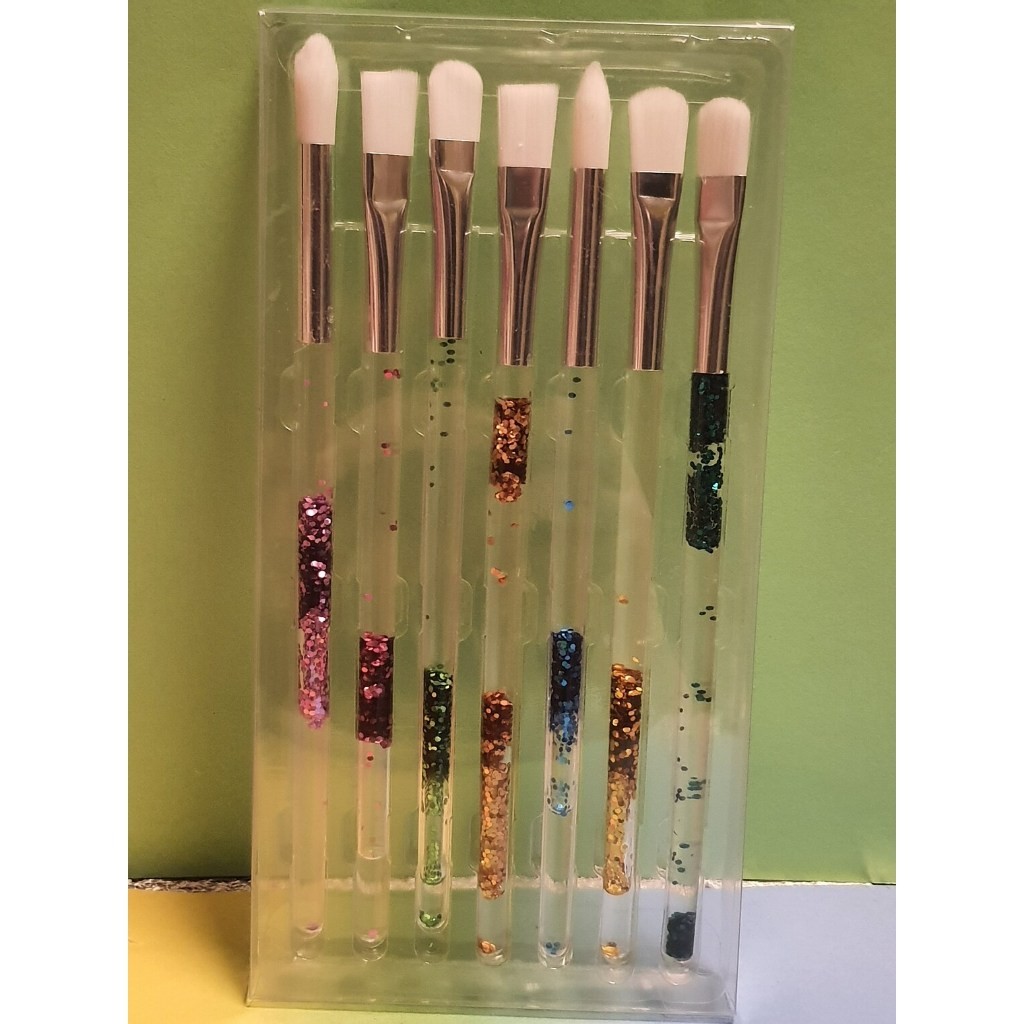 

white nylon brush/kuas lukis glitter handle 7pcs