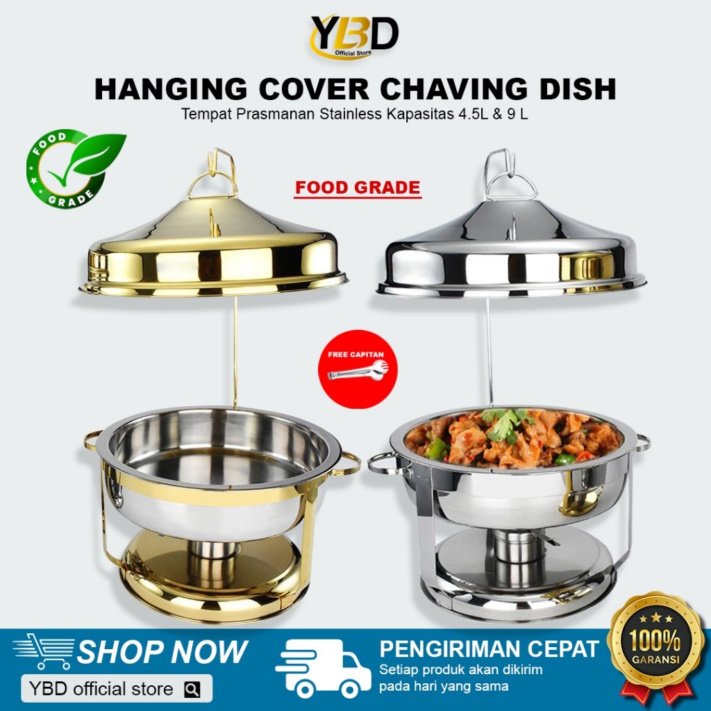 Rolltop Hanging Alat katering Chafing dishes Kapasitas 4.5L dan 9L | Roll Top hanging Chafing Dish S