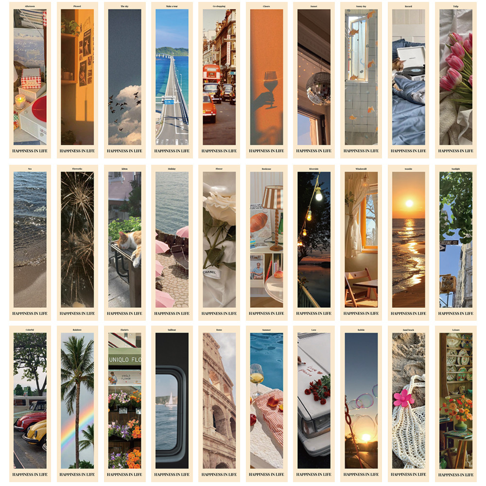 

30PCS Landscape Emotional Fragments Bookmarks DIY Ledger Paper Decoration Markers Paper Notebook With Supplies Message Cards