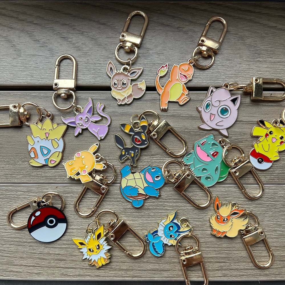 

Cartoon Pokemon Keychain Alloy Pendant Featuring Squirtle Bulbasaur Mewtwo Pikachu - Pokémon Keyring Bag Accessory Jewelry Gift